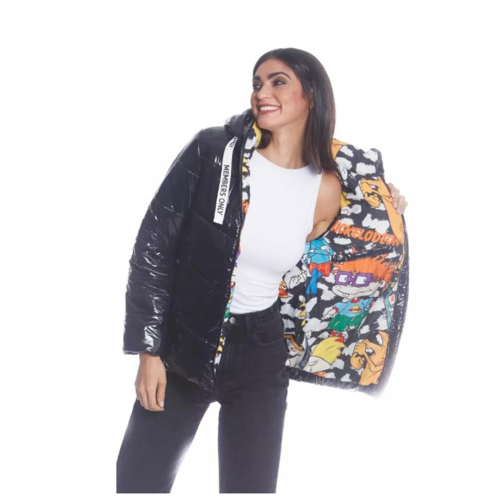 Members Only Hi-Shine Chevron Quilt Puffer Jacket ( Nickelodeon Mashup ) NWT